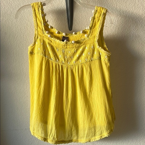 Anthropologie Yellow Flowy Tank Top size 2 - Picture 1 of 5